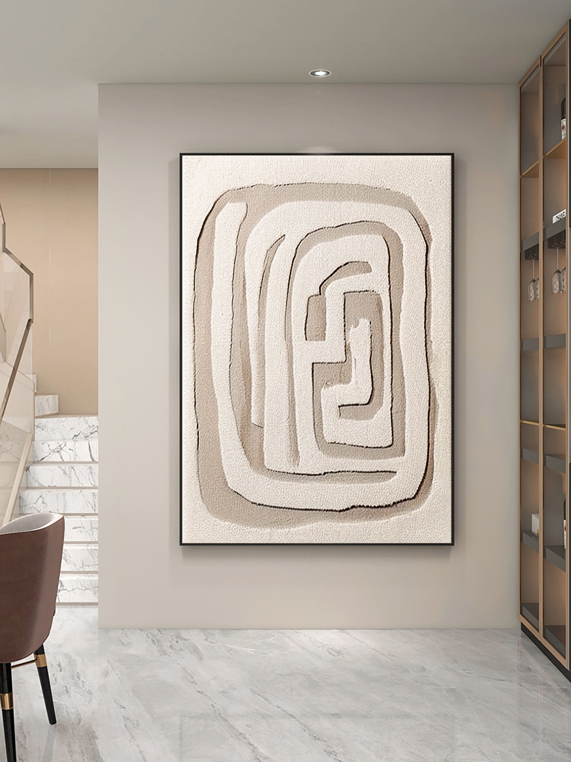 Beige & Brown Abstract Painting #CXA 015
