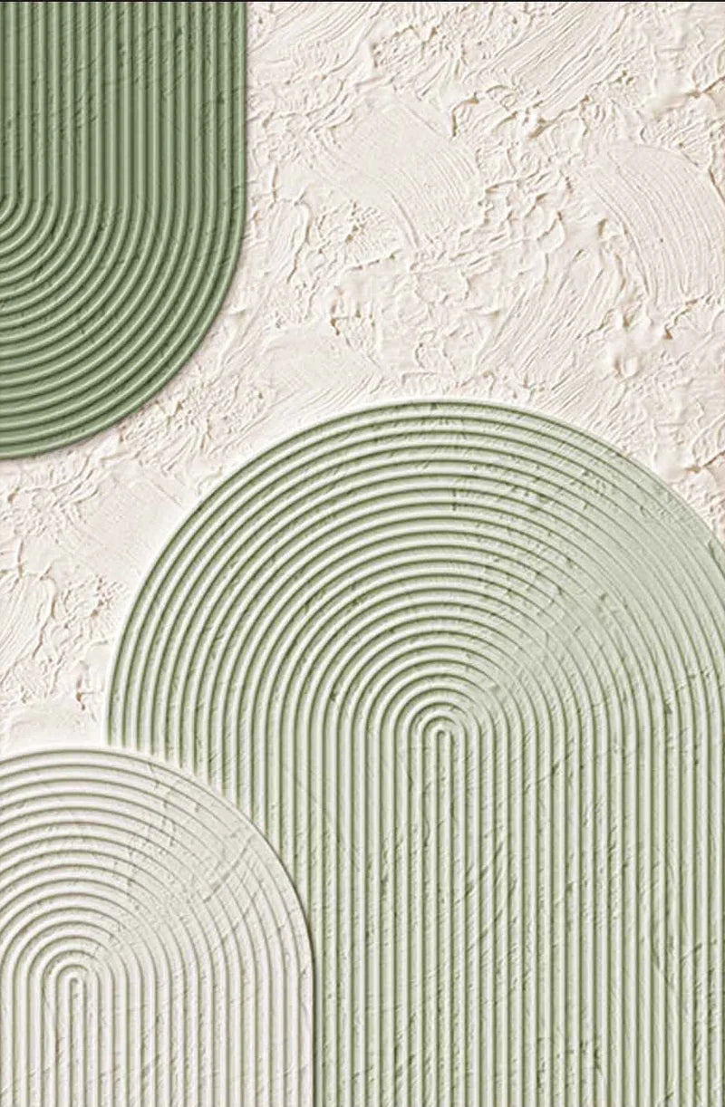 Sage Arch Motif Contemporary Wall Art Hand Painted Green Cream Geometric Home Decor Organic Modern Artwork