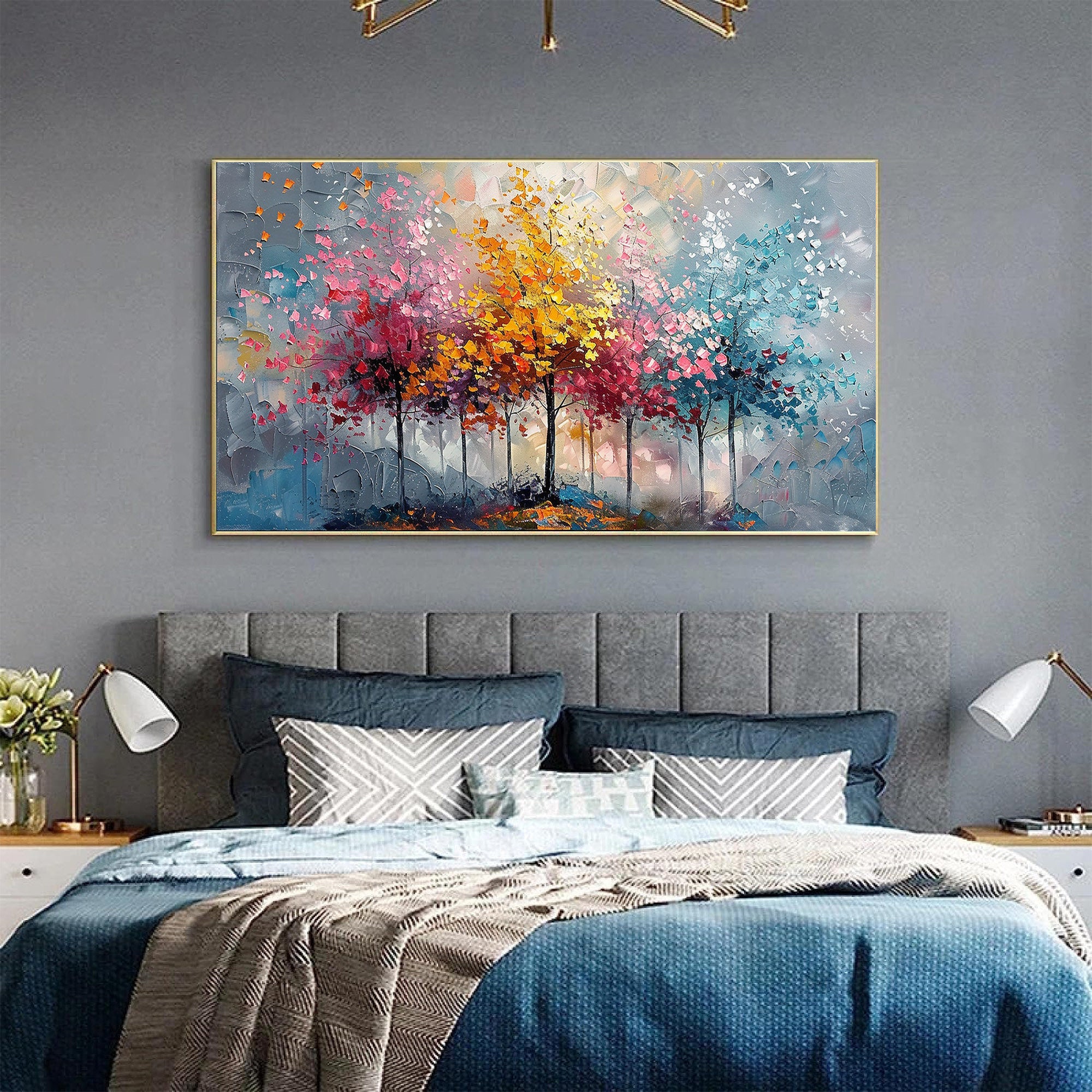 Large Colorful Tree Abstract Wall Art for Home Decor #FT 010