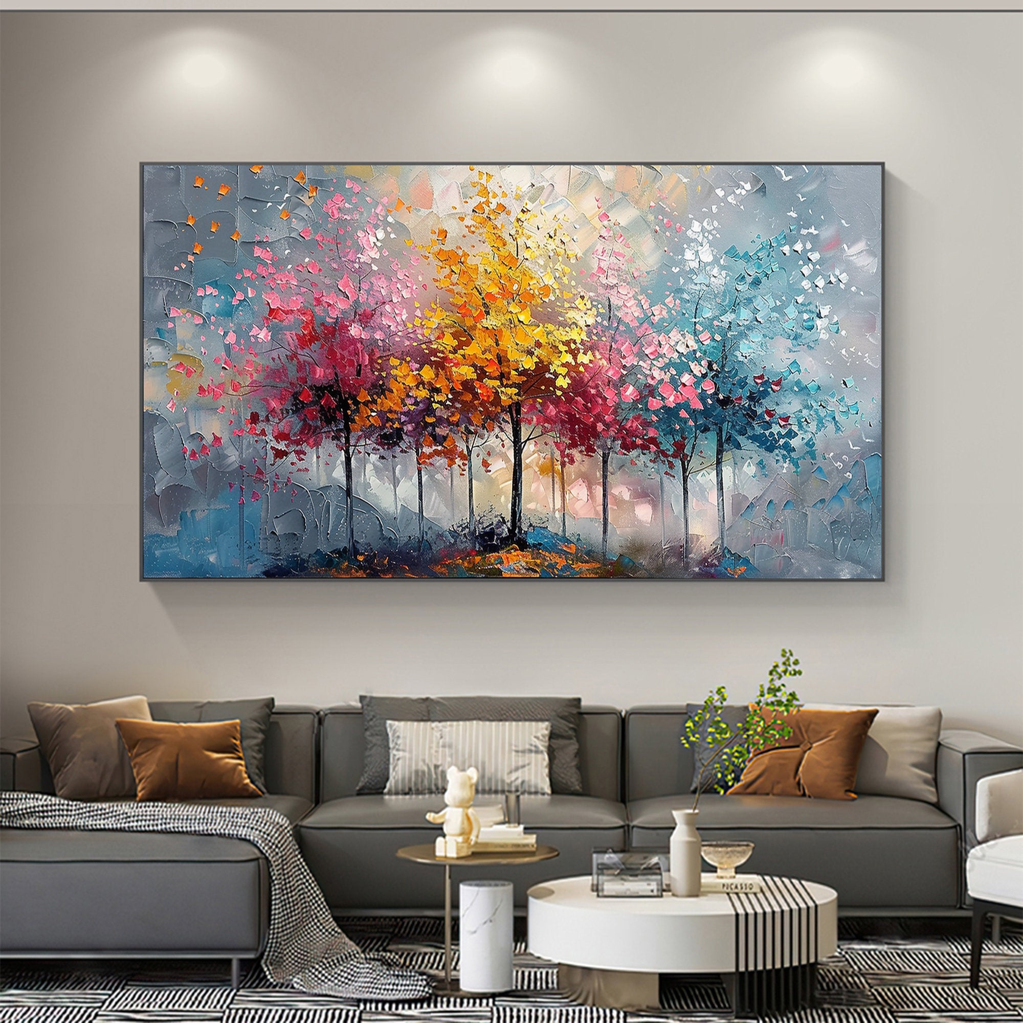 Large Colorful Tree Abstract Wall Art for Home Decor #FT 010
