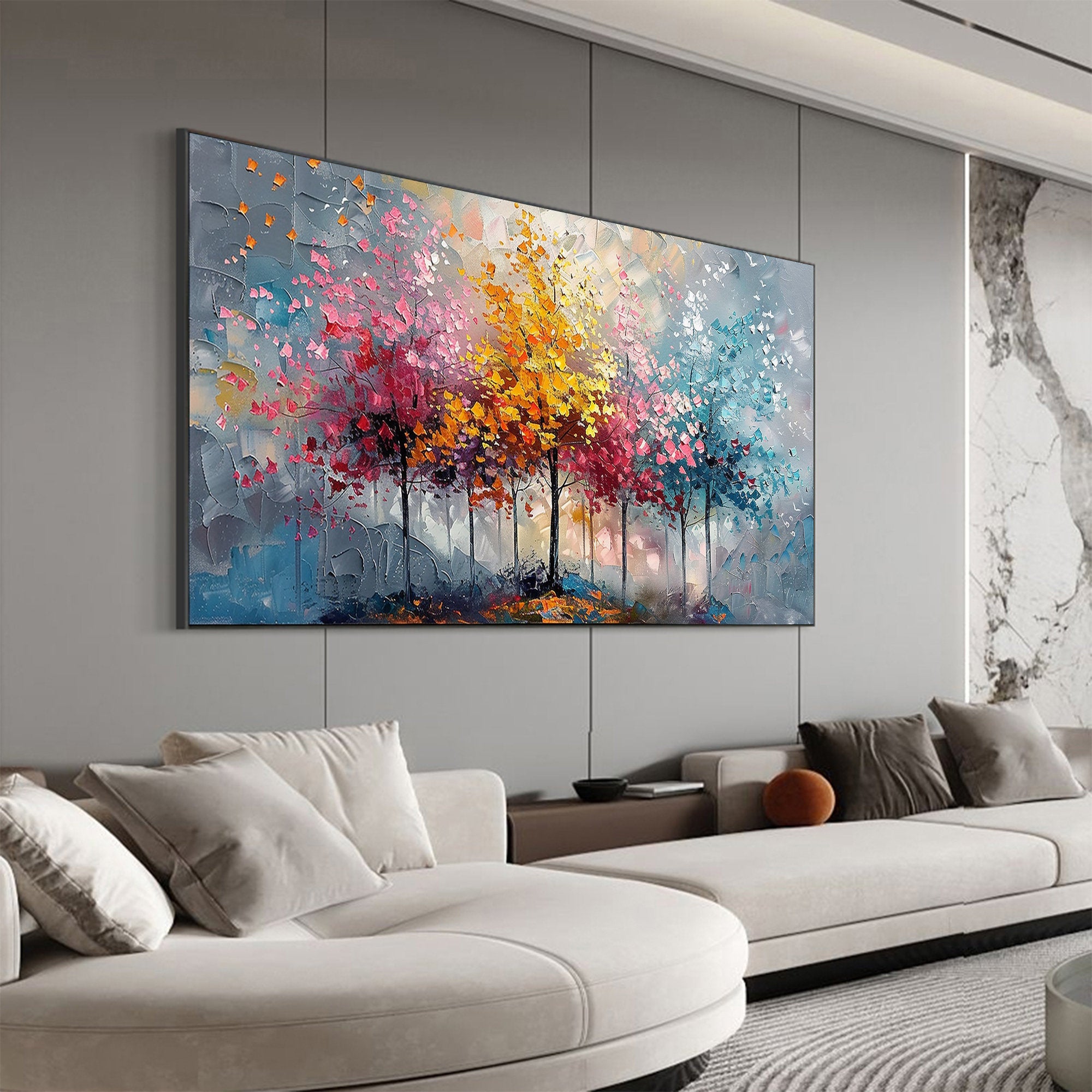 Large Colorful Tree Abstract Wall Art for Home Decor #FT 010