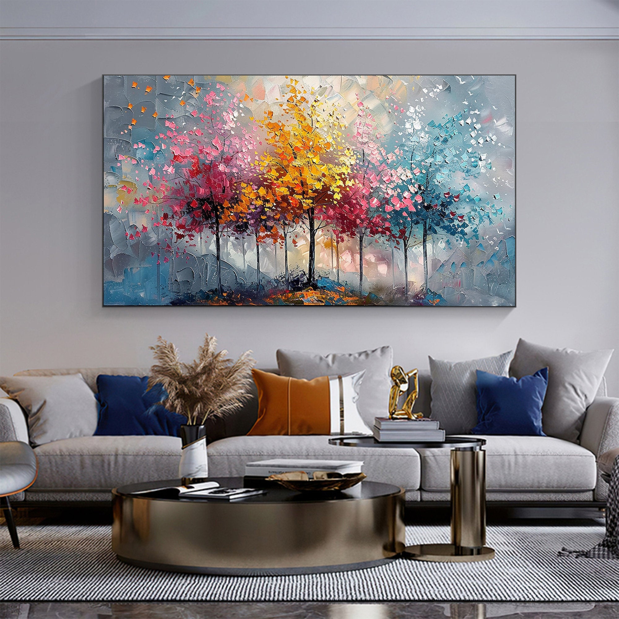 Large Colorful Tree Abstract Wall Art for Home Decor #FT 010