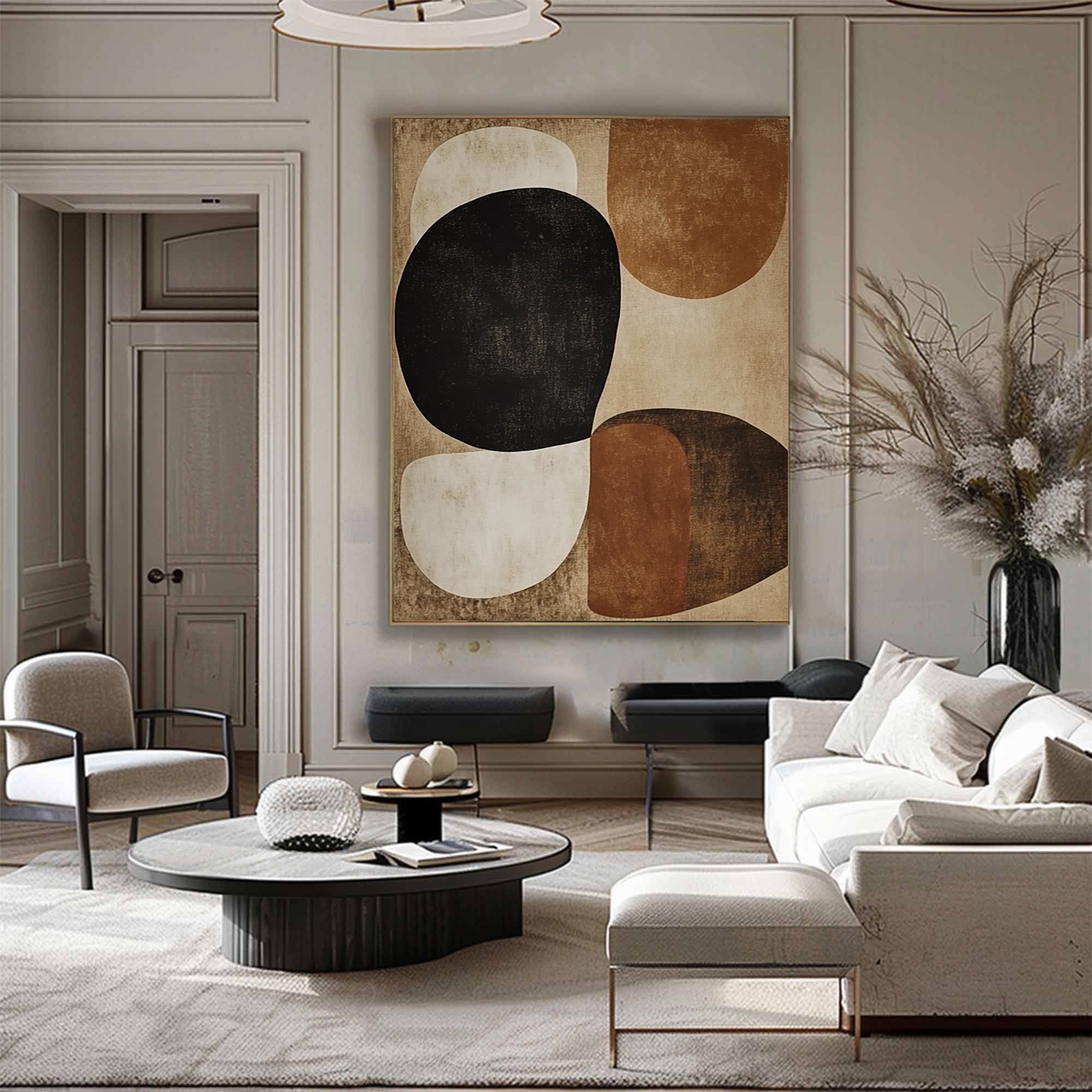 Mid-Century Abstract Painting with Earthy Organic Shapes #BBA 022