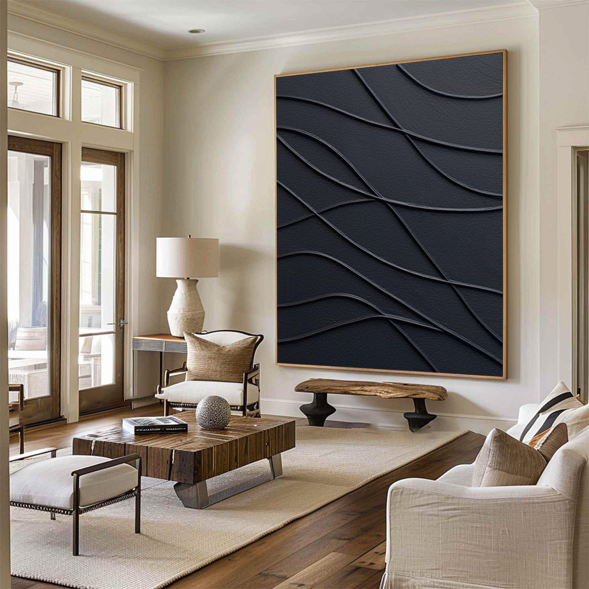 Large Black Canvas Art - Textured Wall Art for Contemporary Homes #BBA 059