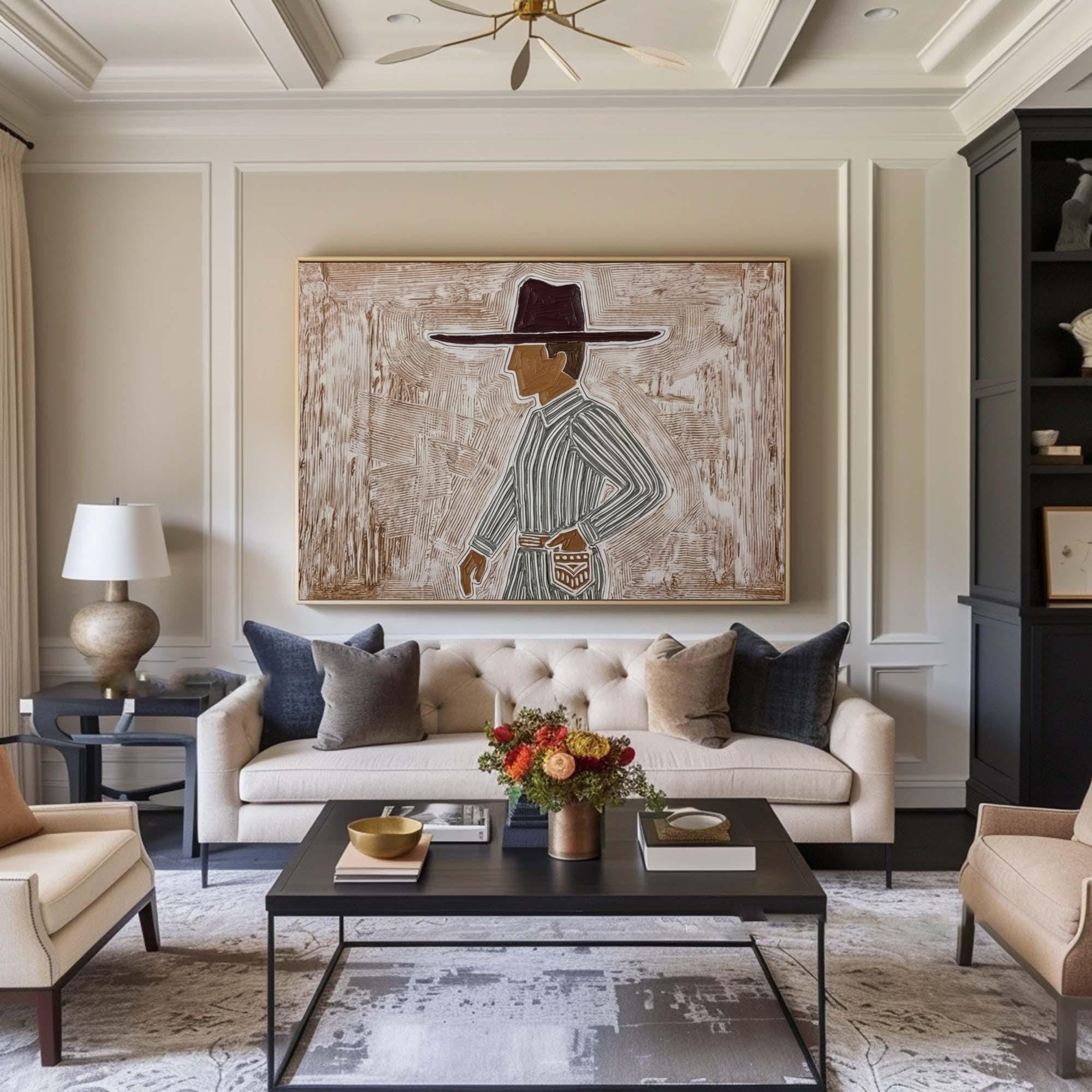 Large Fashion Figure Painting Contemporary Neutral Wall Art | ArtvistaGallery
