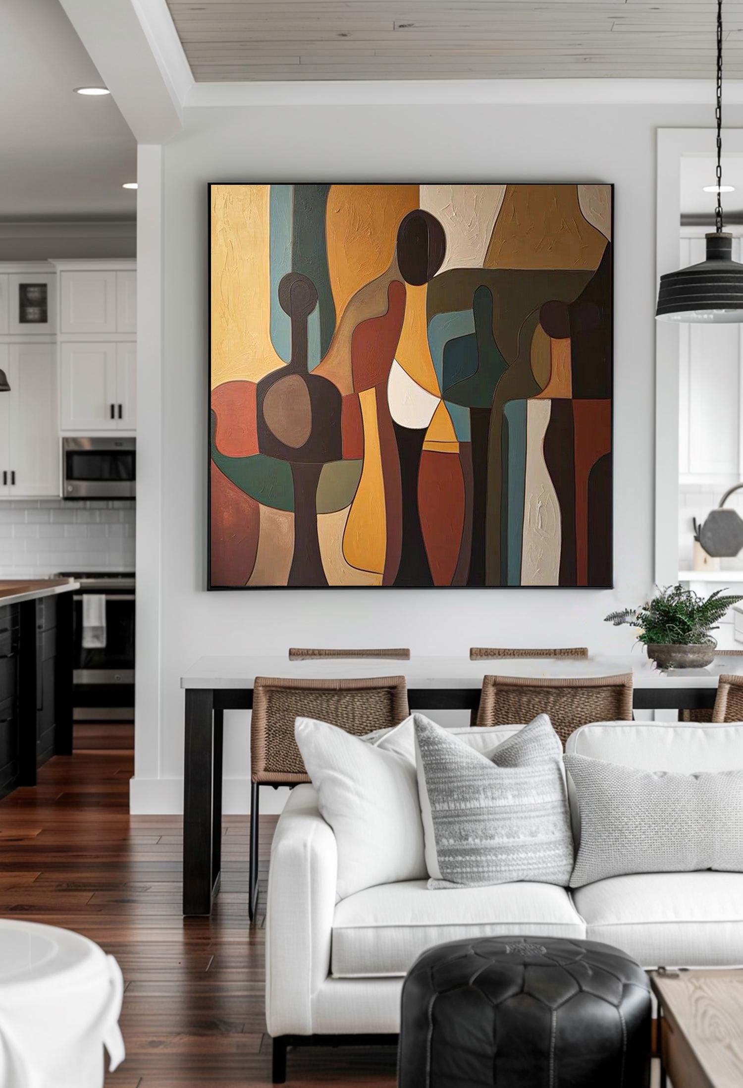 Square Abstract Figure Composition, Rich Earth Tones #BGA 141