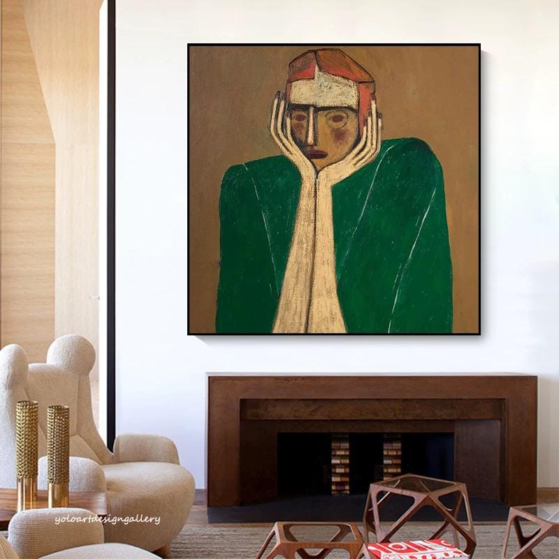 Large Modern Canvas Oil Portrait | ArtvistaGallery  #WGA 042