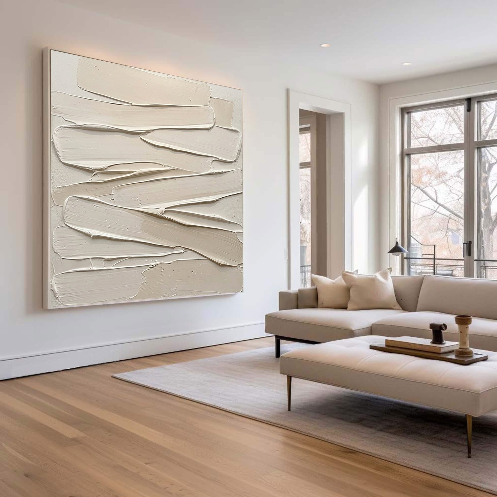 Large Neutral Textured Wall Art Hand Painted Minimalist Canvas 