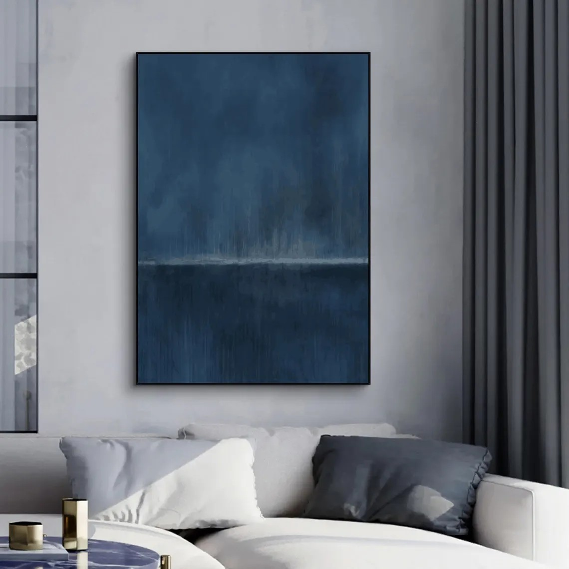 Deep Blue Gradient Minimalist Art, Contemporary Wall Painting #BGA 076