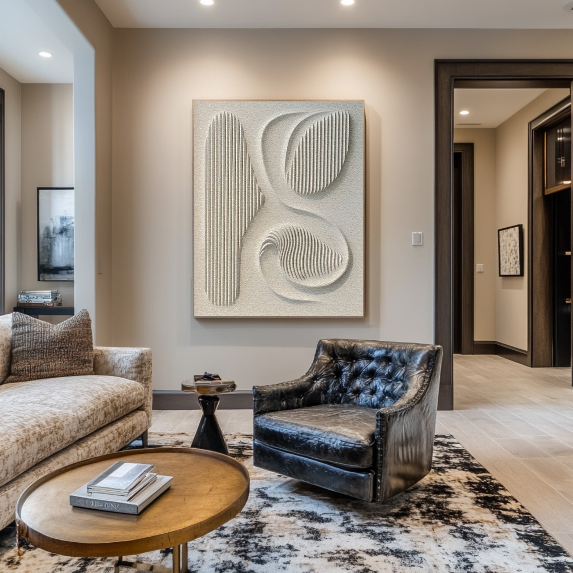 Contemporary White 3D Canvas Art - Textured Abstract Design #WG 083