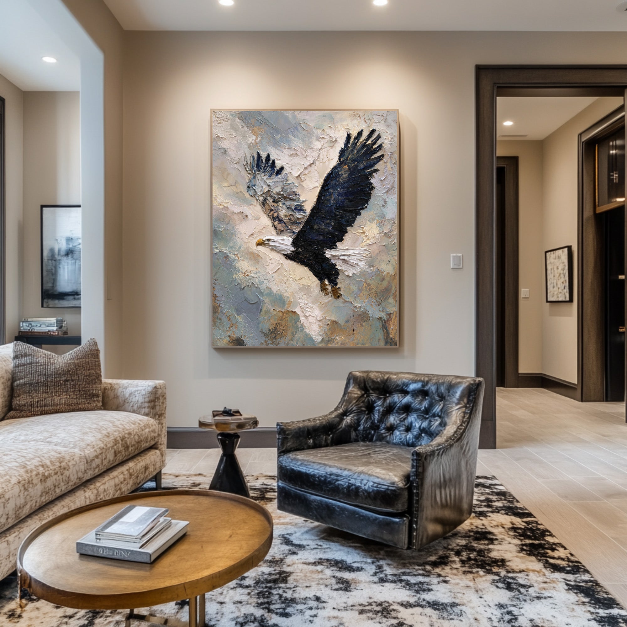 Abstract Wildlife Canvas Bold Eagle Textured Artwork #WG 049