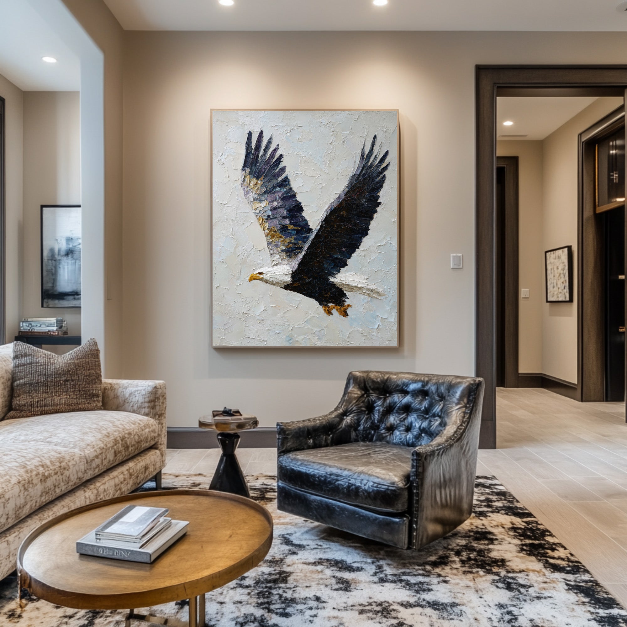 Abstract Wildlife Canvas Bold Eagle Textured Artwork #WG 050