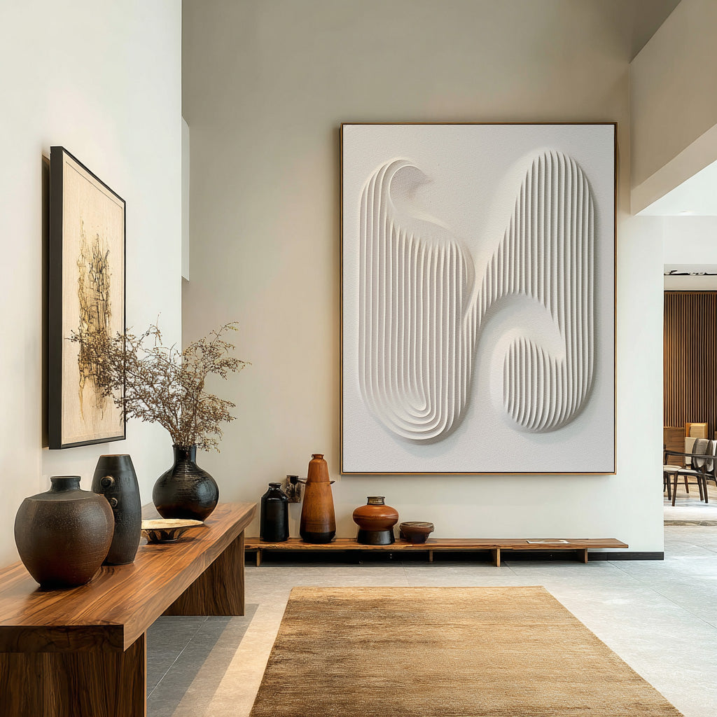 Abstract White Textured Art - Modern 3D Relief Wall Decor #WG 082