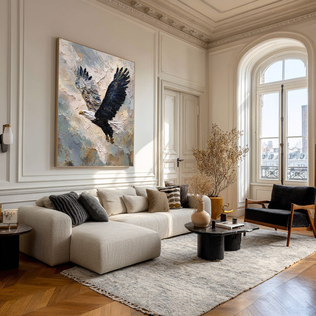 Abstract Wildlife Canvas Bold Eagle Textured Artwork #WG 049