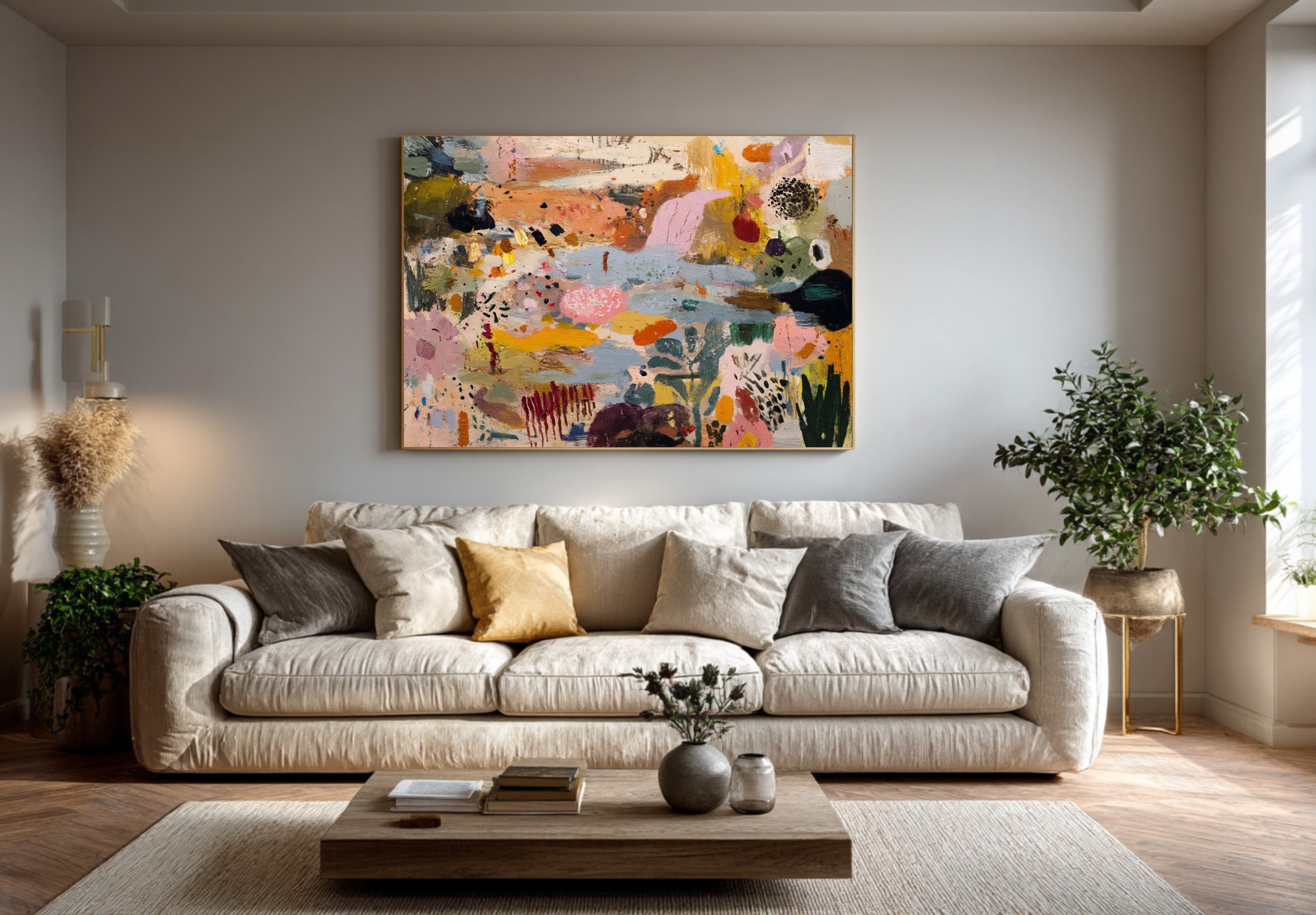 Large Colorful Abstract Landscape Painting Contemporary Wall Art | ArtvistaGallery