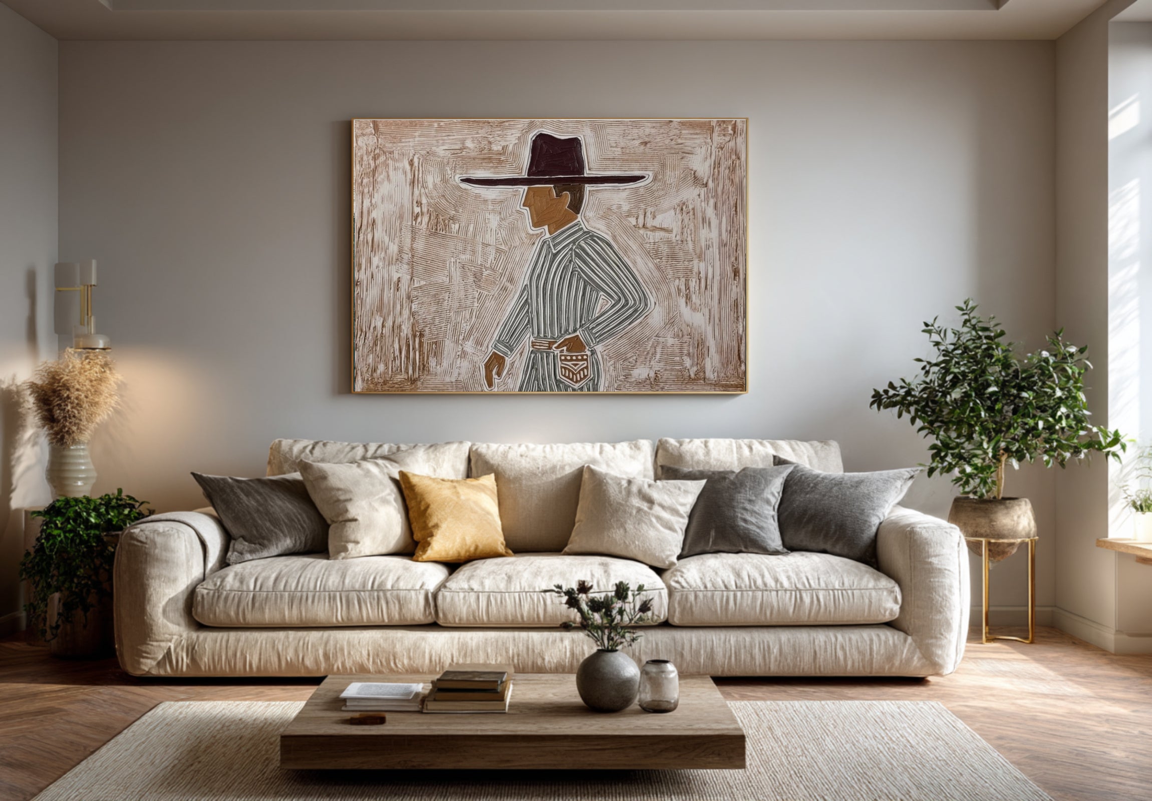 Large Fashion Figure Painting Contemporary Neutral Wall Art | ArtvistaGallery