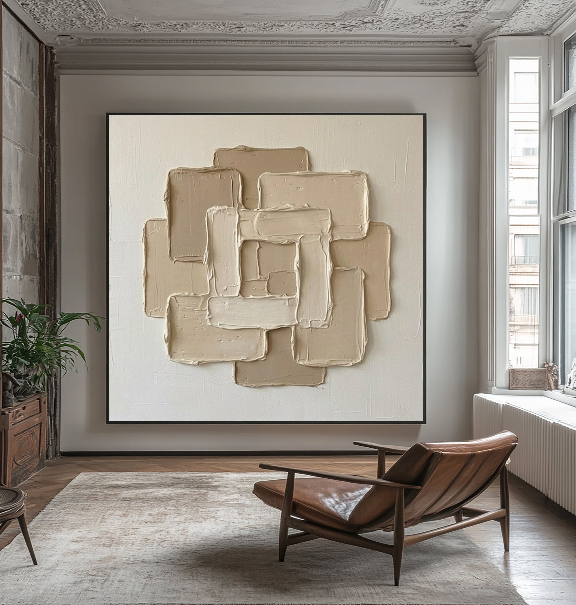 Large Harmony Texture Oil Painting for Luxury Minimalist Interiors