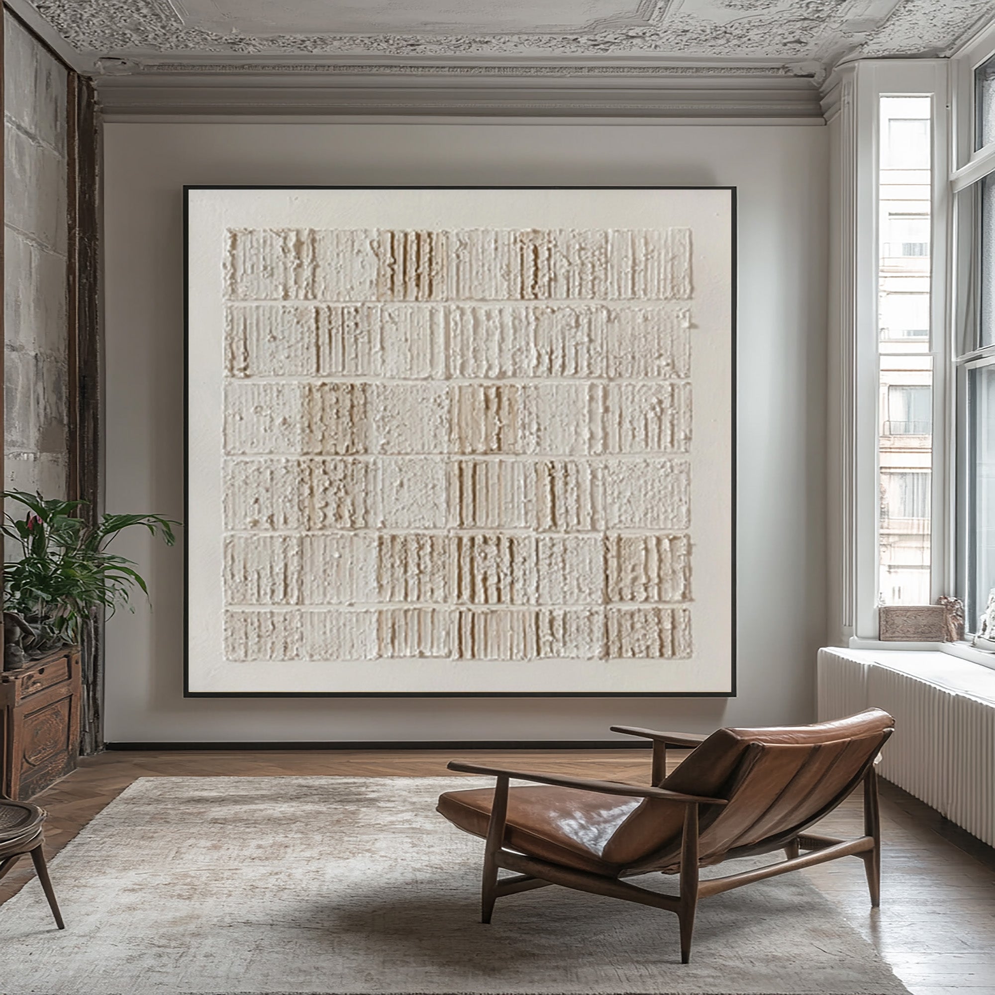 Textured Block Art Square Neutral Wall Decor #WG 054