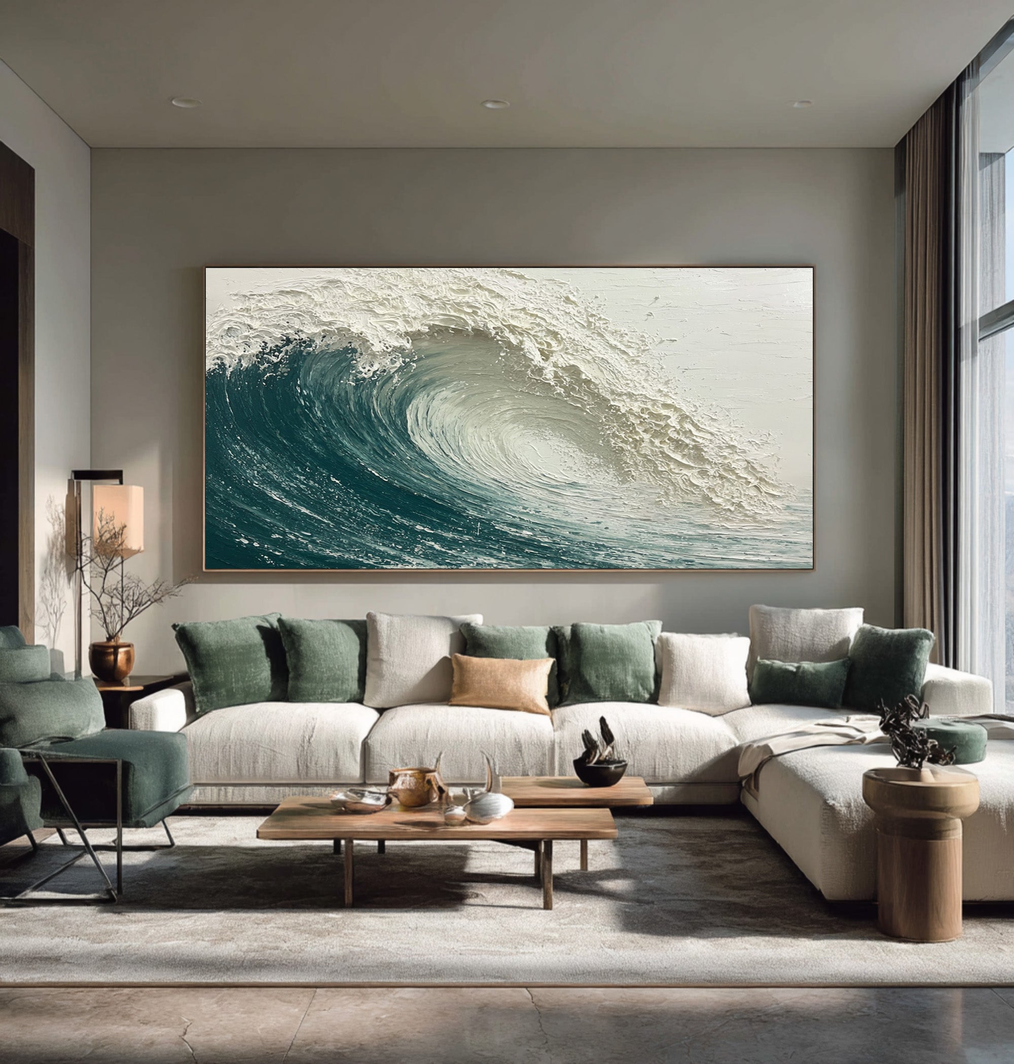 Relief Wave Painting Contemporary Coastal Home #WG 060
