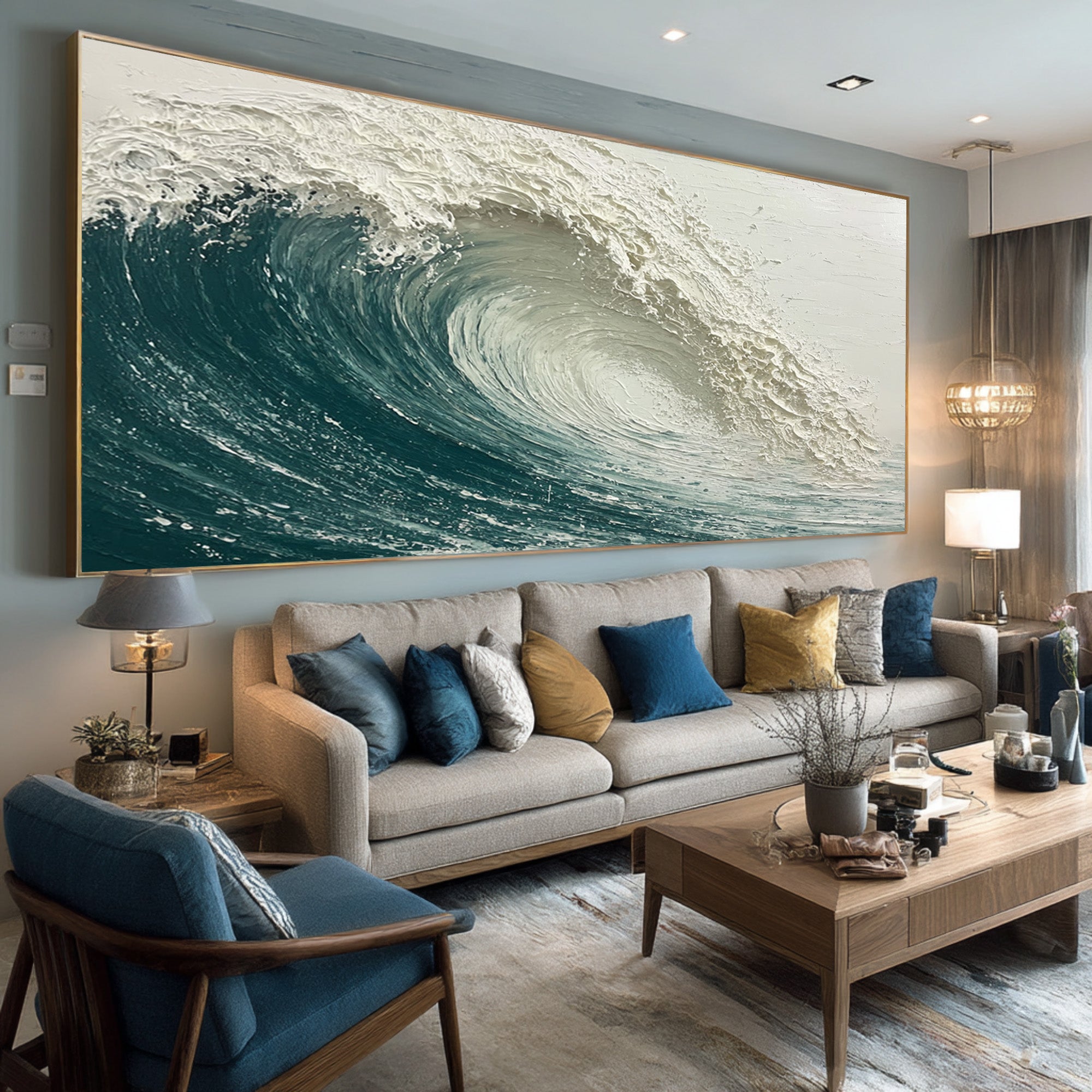 Relief Wave Painting Contemporary Coastal Home #WG 060