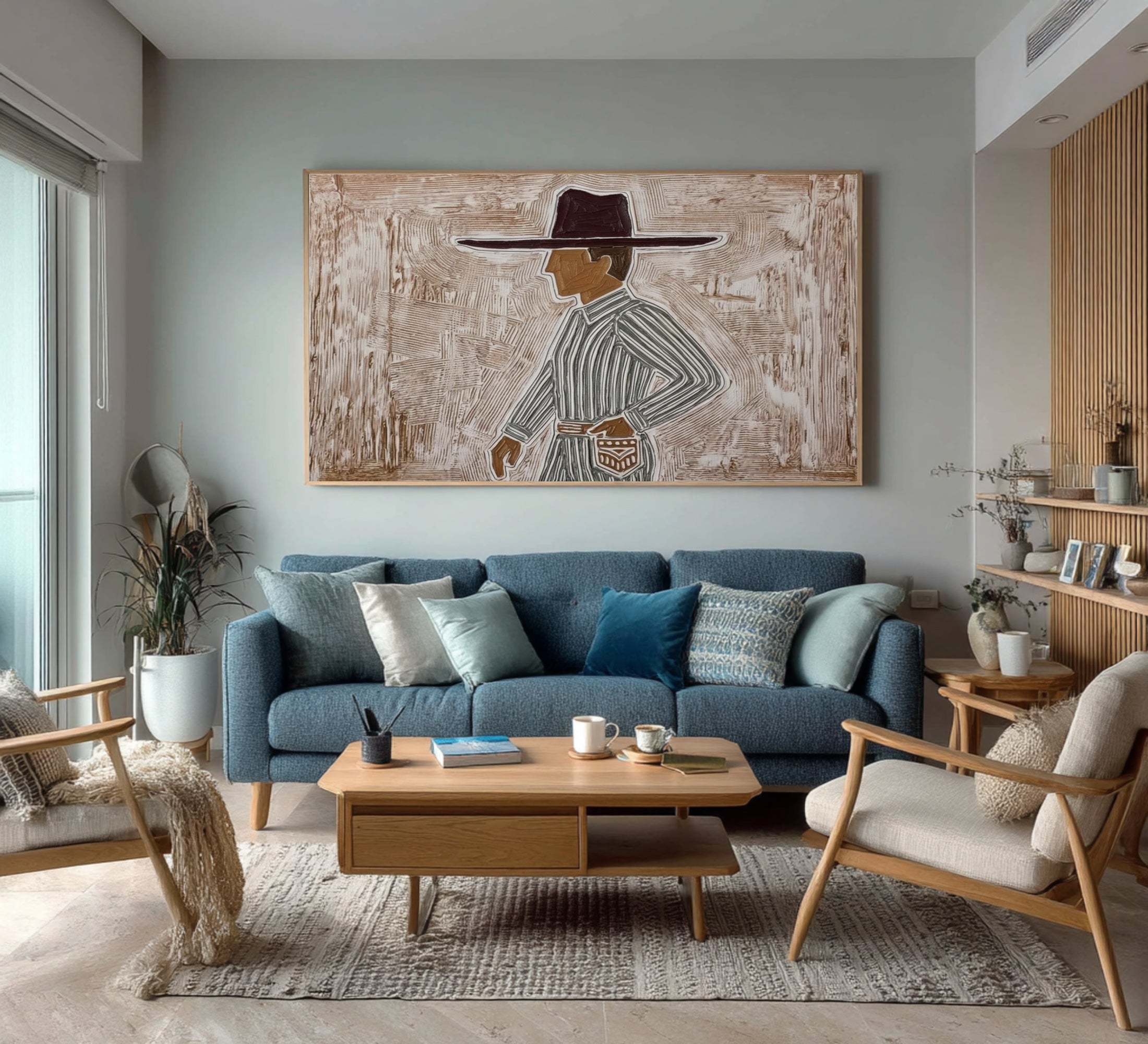 Large Fashion Figure Painting Contemporary Neutral Wall Art | ArtvistaGallery