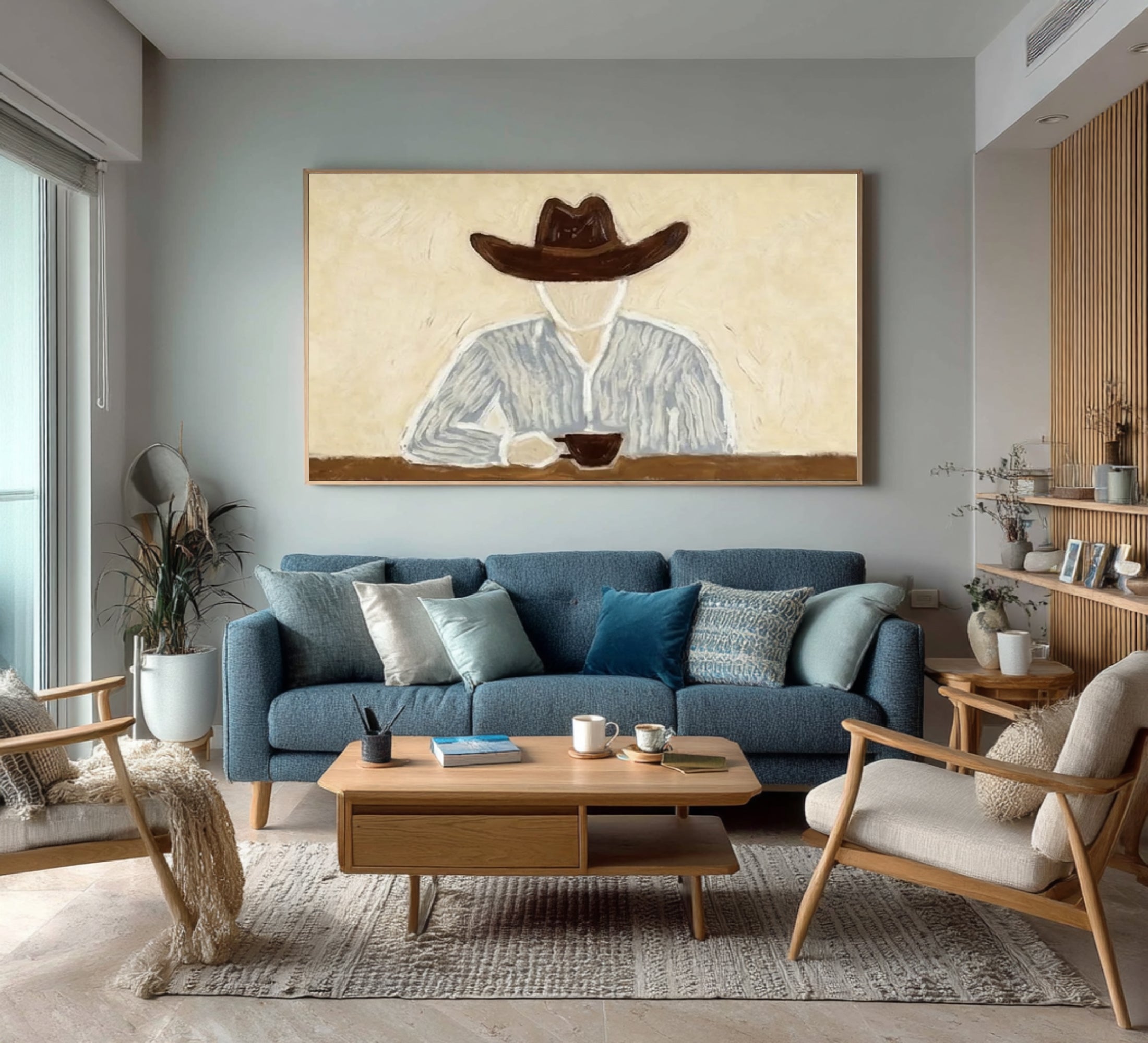 Large Cowboy Portrait Painting Modern Western Wall Art | ArtvistaGallery