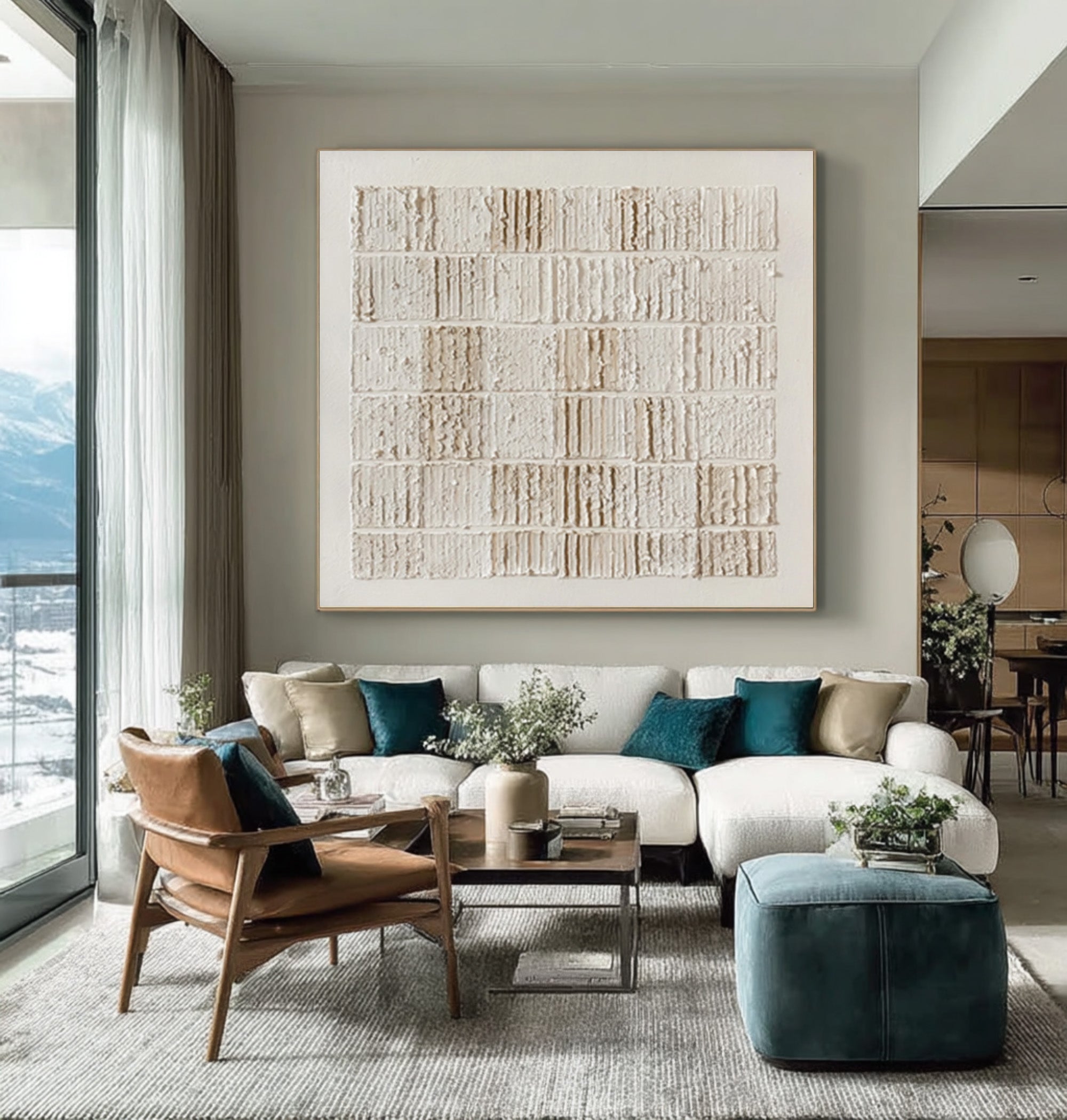 Textured Block Art Square Neutral Wall Decor #WG 054