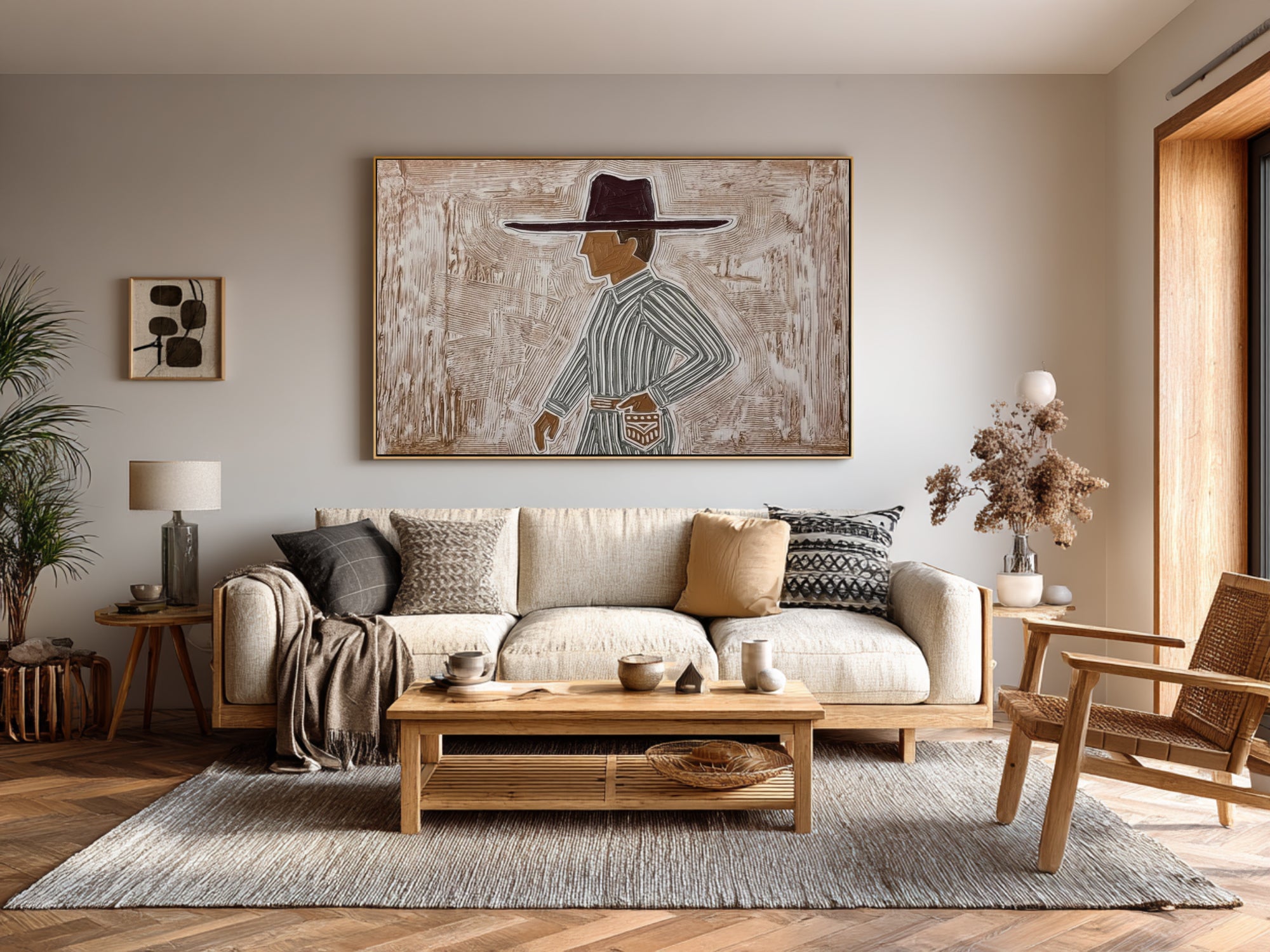Large Fashion Figure Painting Contemporary Neutral Wall Art | ArtvistaGallery