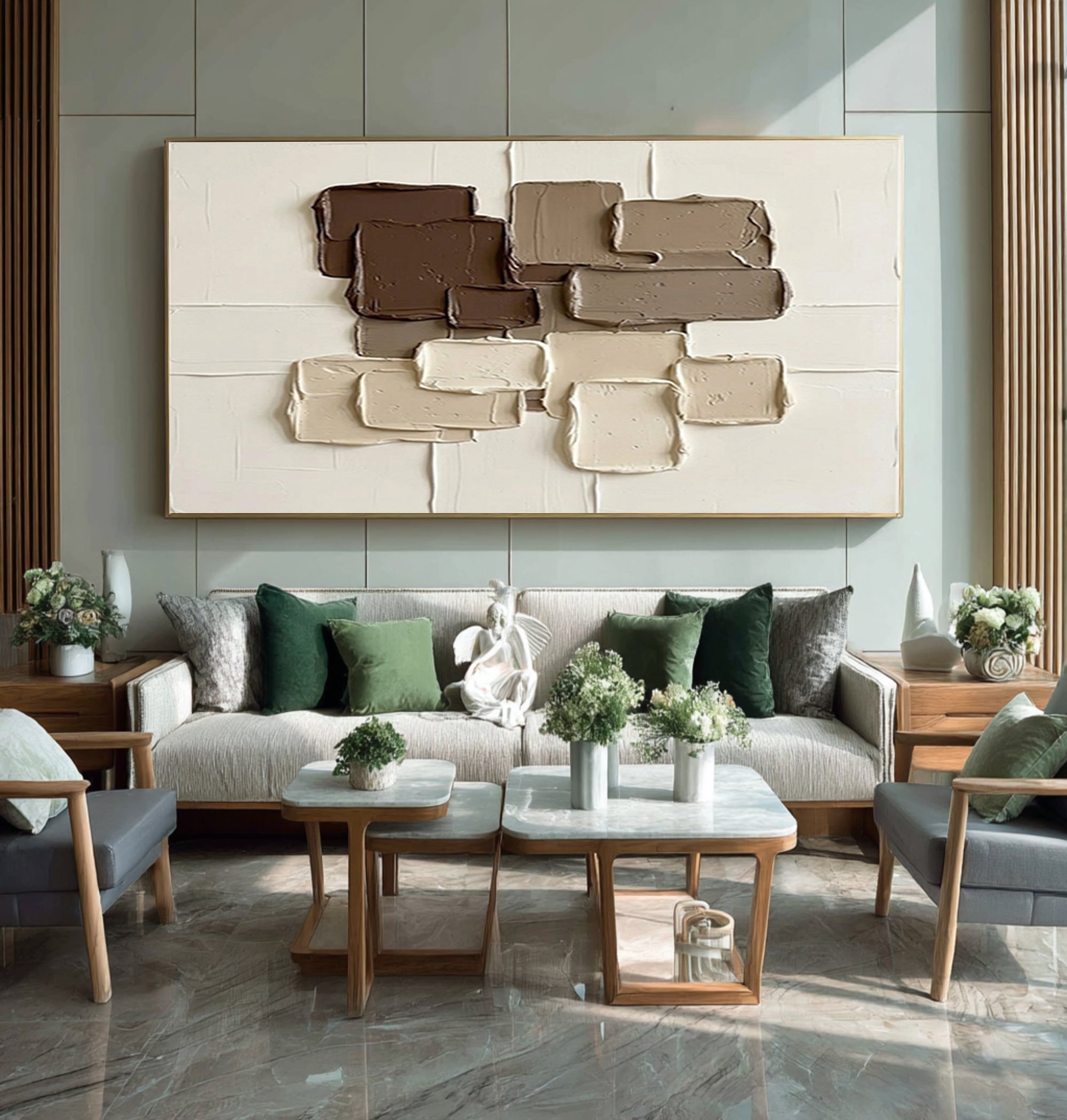 Large Brown Neutral Textured Wall Art Horizontal Abstract Canvas Painting | ArtvistaGallery