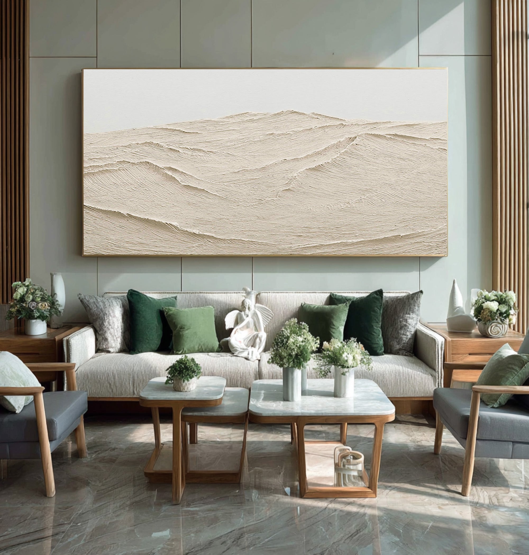 Textured Mountain Landscape Art Minimalist Beige #WG 075