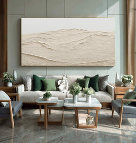 Textured Mountain Landscape Art Minimalist Beige #WG 075