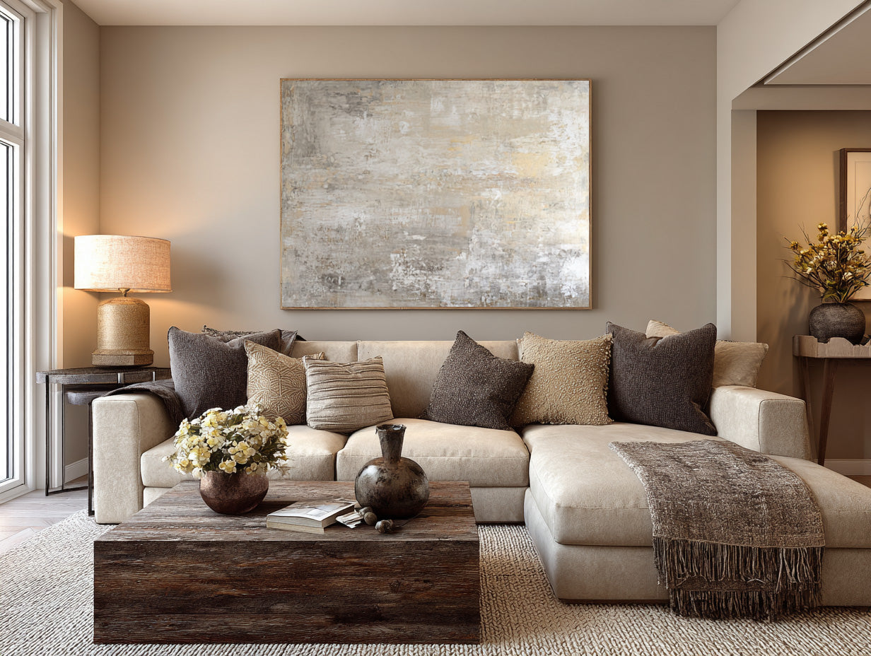 Modern Neutral Palette Wall Art for Sofa Decor #WG 002