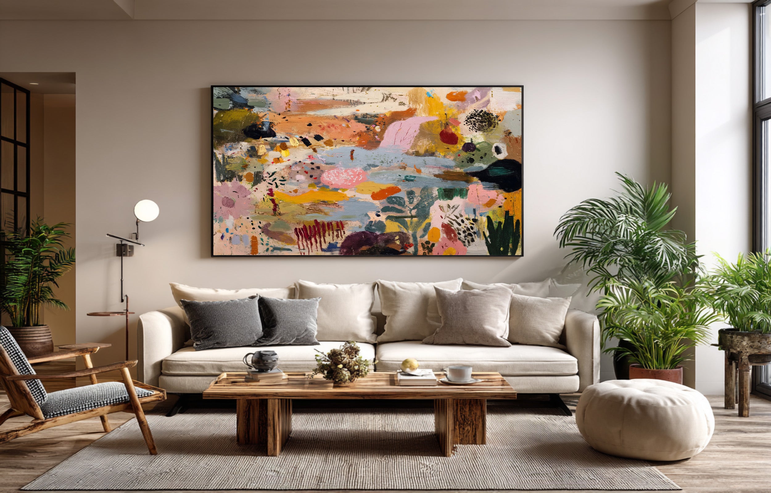 Large Colorful Abstract Landscape Painting Contemporary Wall Art | ArtvistaGallery