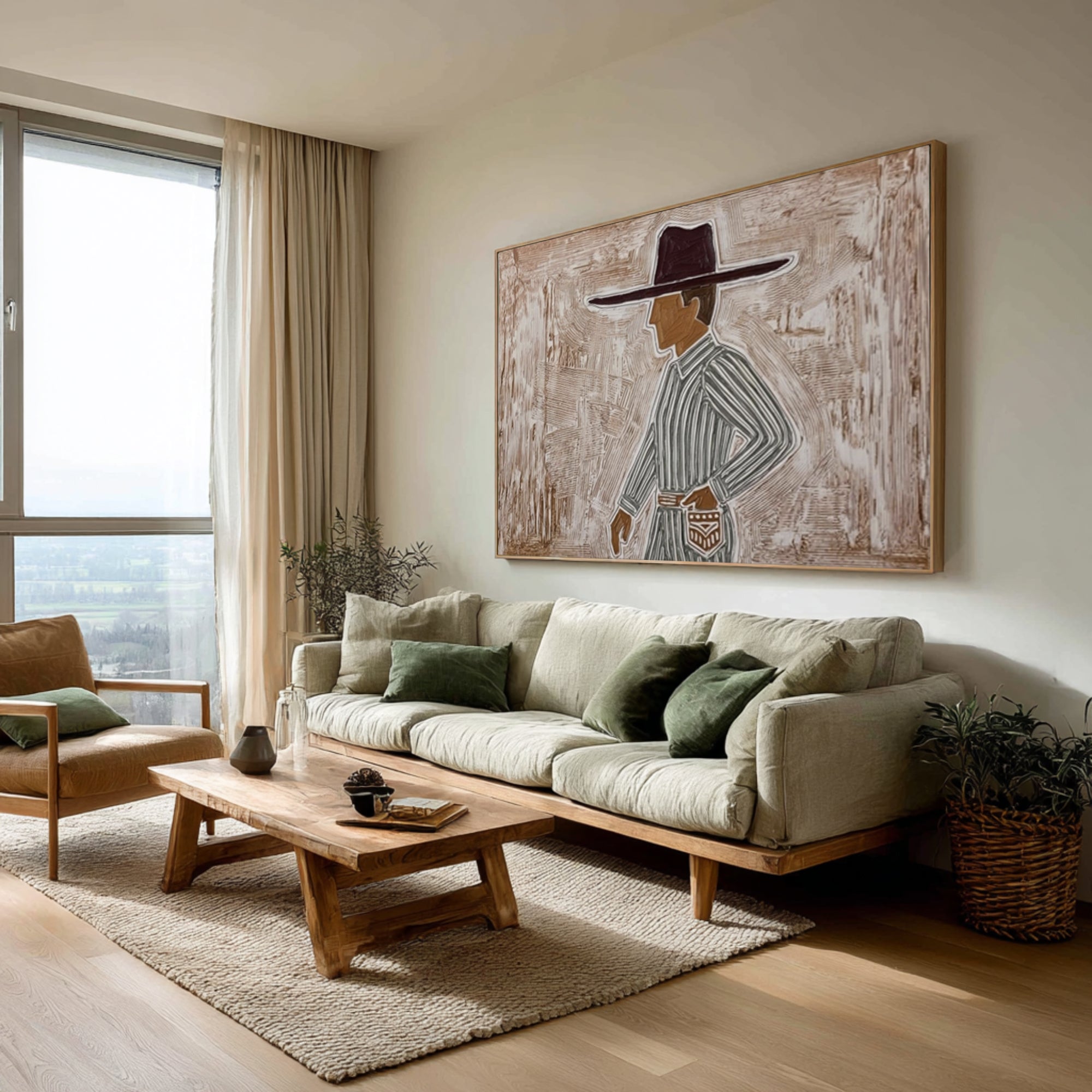 Large Fashion Figure Painting Contemporary Neutral Wall Art | ArtvistaGallery