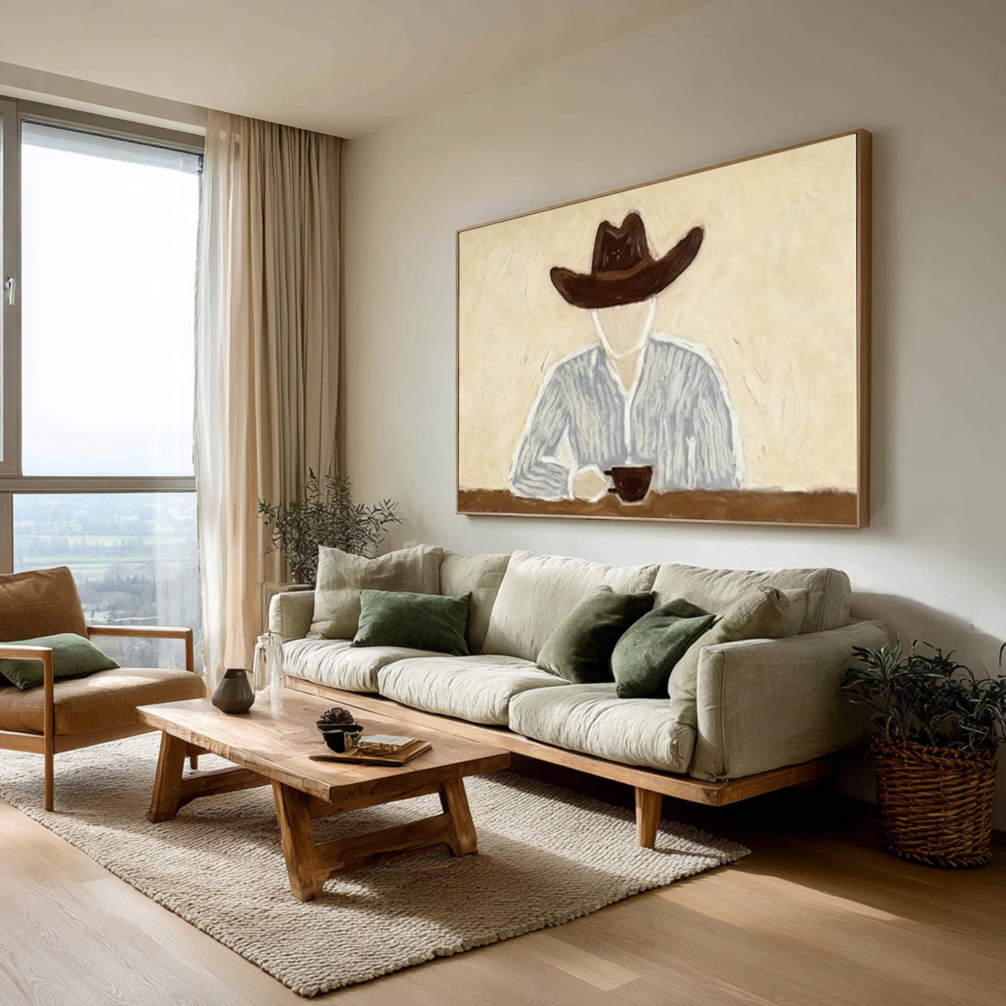 Large Cowboy Portrait Painting Modern Western Wall Art | ArtvistaGallery