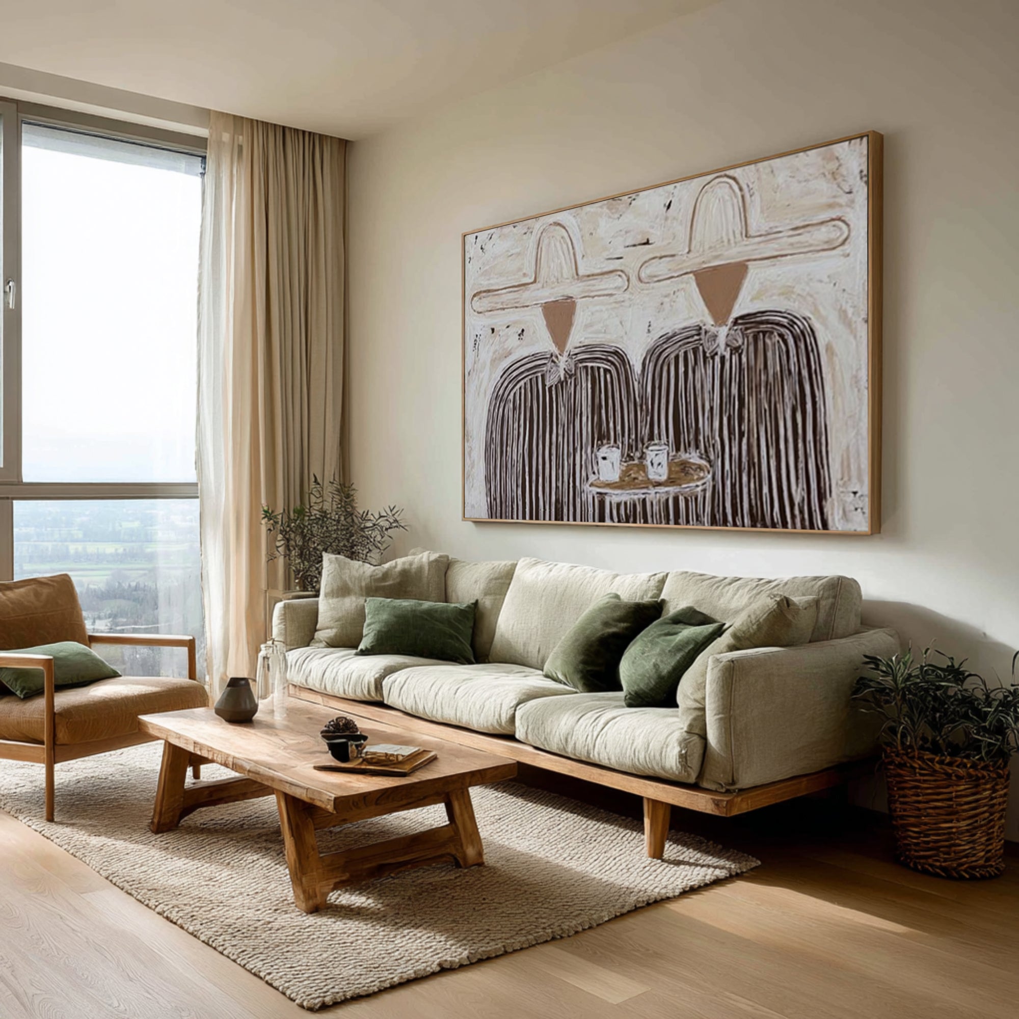 Scandinavian Neutral Couple Wall Art Contemporary Figurative Painting | ArtvistaGallery