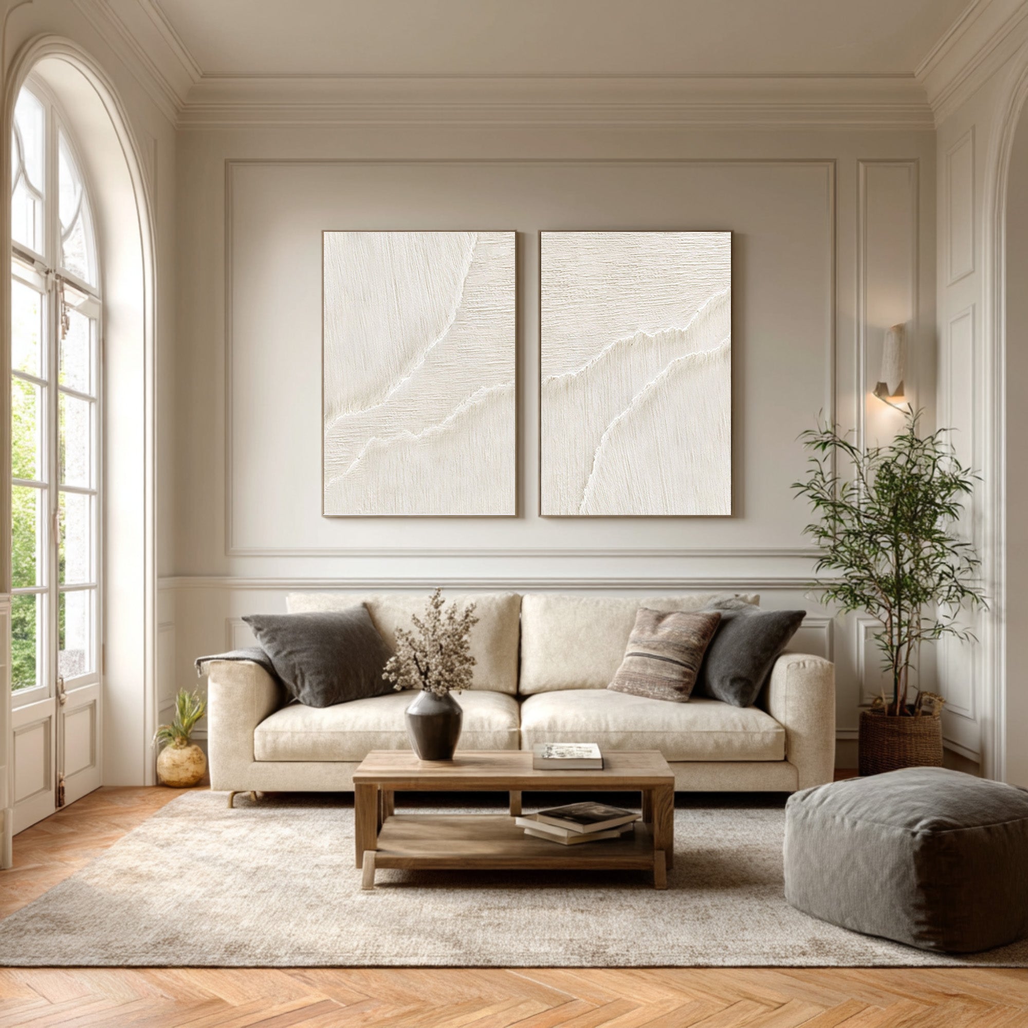 Organic Flow Abstract Artwork Pair Neutral Vertical Decor #WG 070