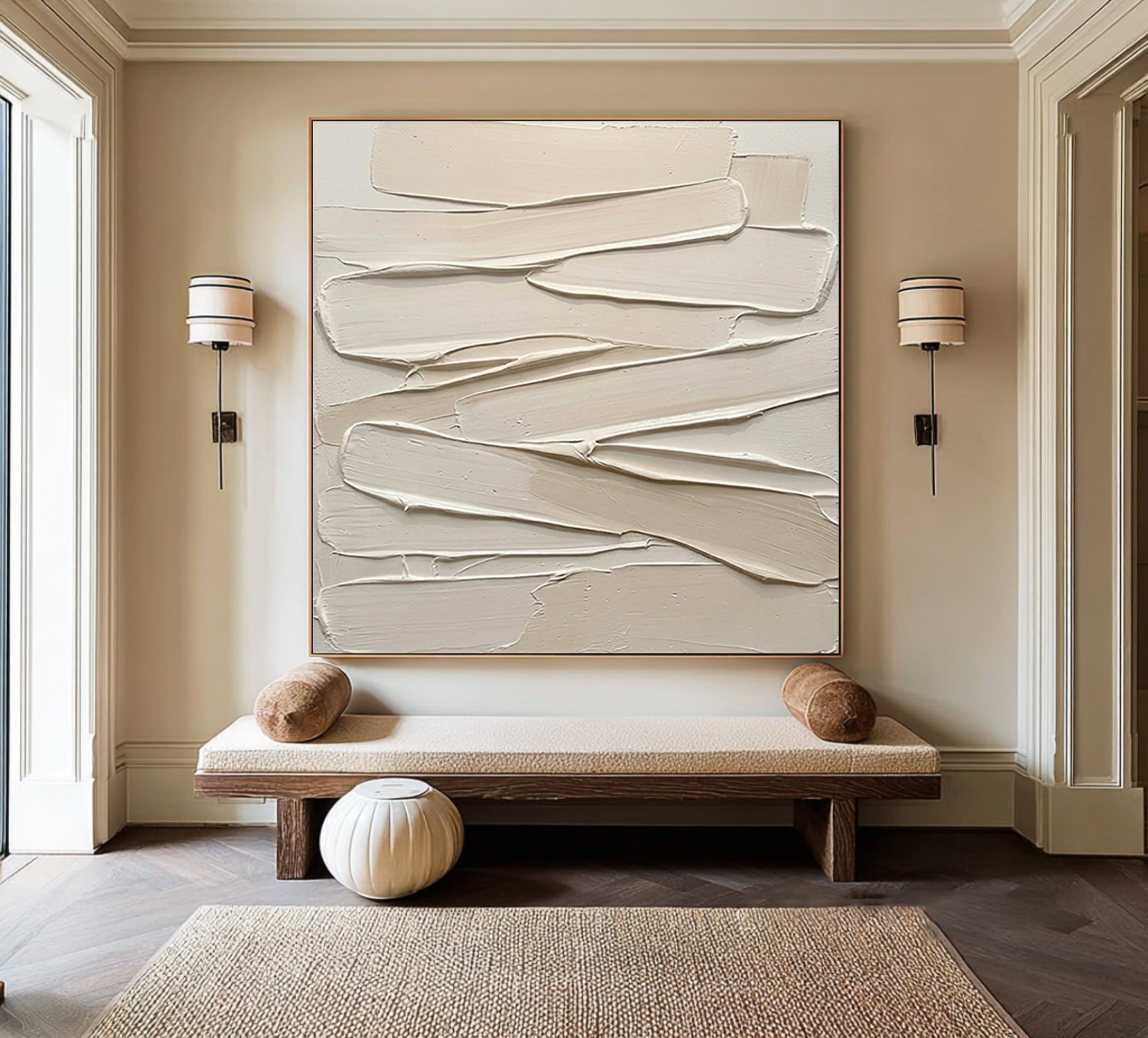 Large Neutral Textured Wall Art Hand Painted Minimalist Canvas 