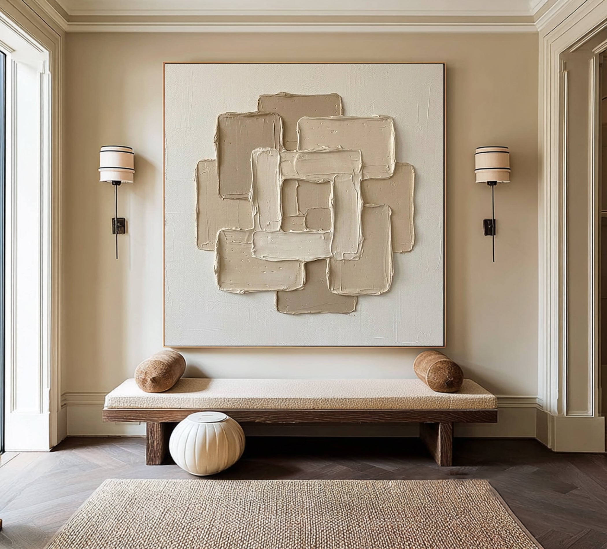 Large Harmony Texture Oil Painting for Luxury Minimalist Interiors