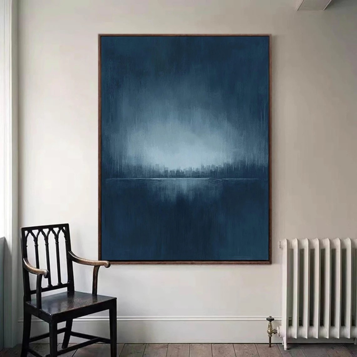 Nocturne City: Modern Blue Abstract, Evocative Urban Landscape #BGA 111