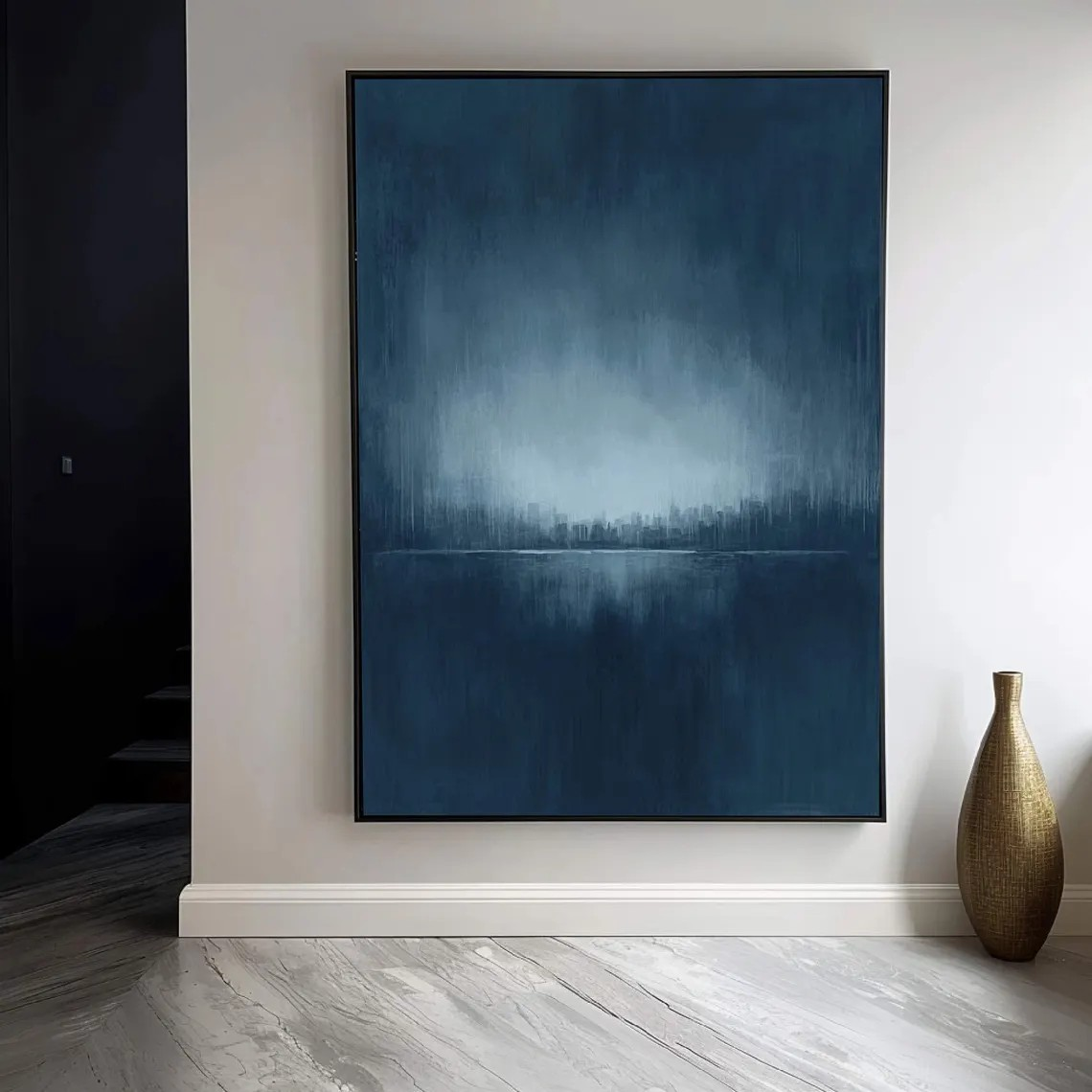 Nocturne City: Modern Blue Abstract, Evocative Urban Landscape #BGA 111