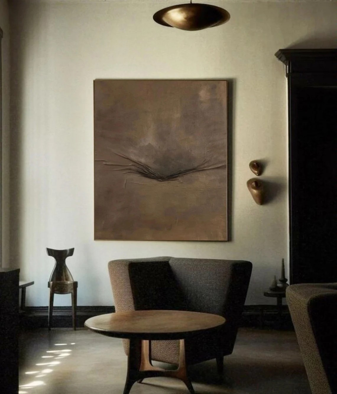 Whispers of Earth: Textured Neutral Wabi-Sabi Canvas #BGA 099