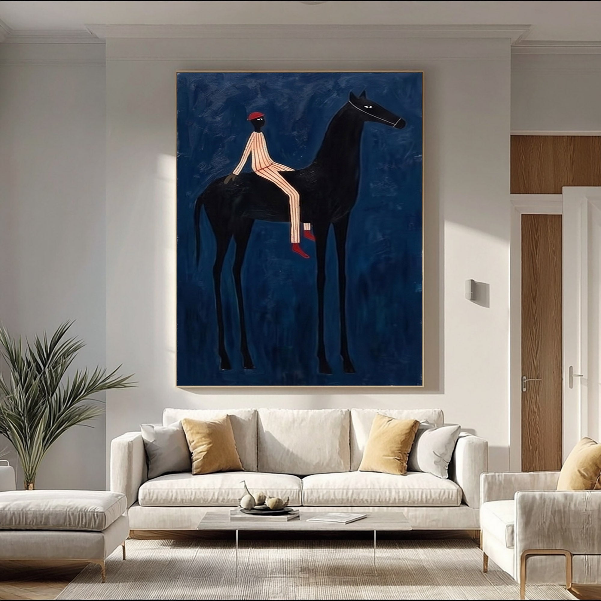 Large Modern Cowboy Wall Art Contemporary Equestrian Painting